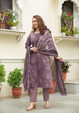 premium cotton kurti pant dupatta set