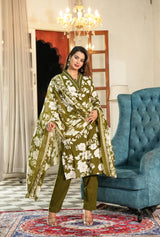premium cotton with floral print  beautiful Kurti, Pant & Dupatta Set