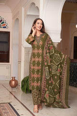 Heavy Quality Cotton Frock-Style Kurti Pant Dupatta Set