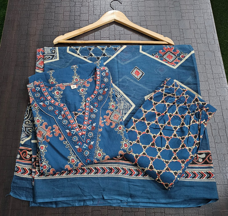 Heavy Quality Cotton Frock-Style Kurti Pant Dupatta Set
