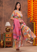 premium muslin with gotta patti work sharara set