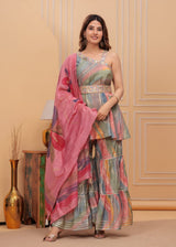 premium muslin with gotta patti work sharara set