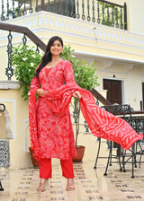 premium soft roman cotton kurti pant dupatta set