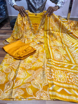 premium soft roman cotton kurti pant dupatta set
