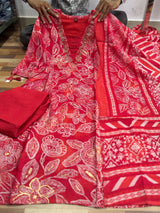 premium soft roman cotton kurti pant dupatta set