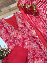 premium soft roman cotton kurti pant dupatta set