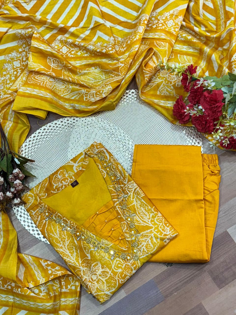 premium soft roman cotton kurti pant dupatta set