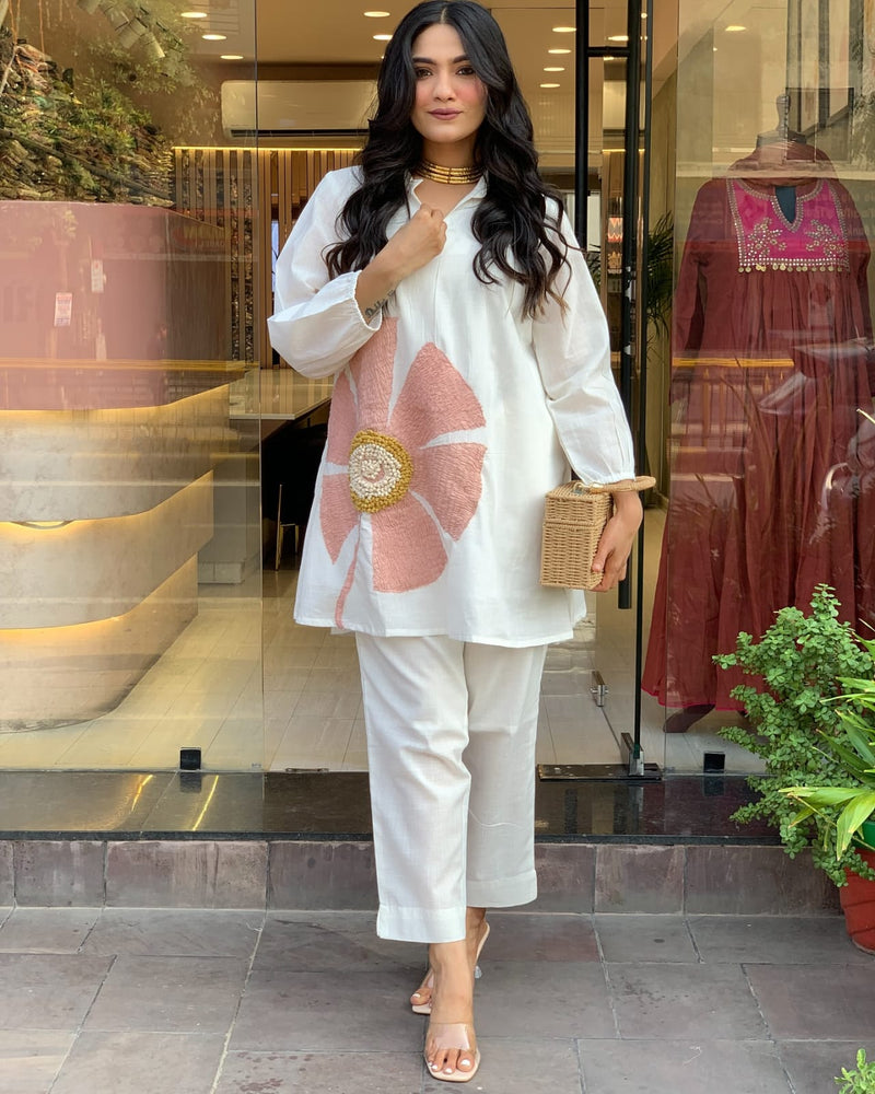 Elegant Embroidery Premium Cotton Co-ord Set