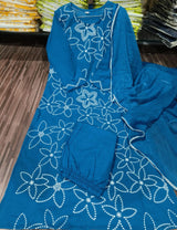 Elegant Cotton Kurti Pant Dupatta Set