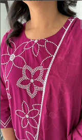 Elegant Cotton Kurti Pant Dupatta Set