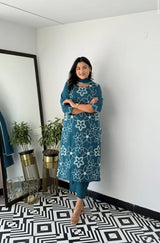 Elegant Cotton Kurti Pant Dupatta Set