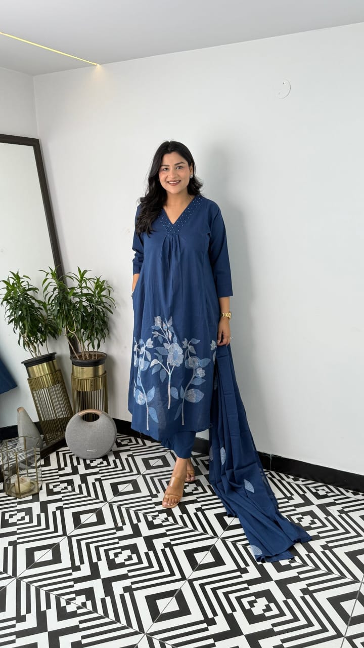 Premium Cotton Kurti Pant Dupatta Set