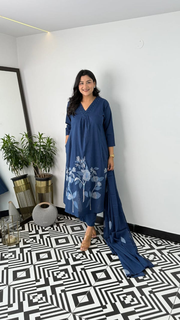 Premium Cotton Kurti Pant Dupatta Set