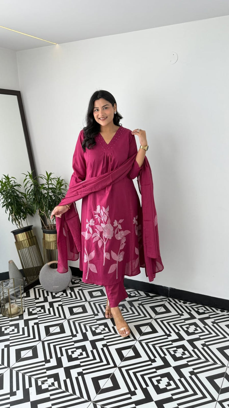 Premium Cotton Kurti Pant Dupatta Set
