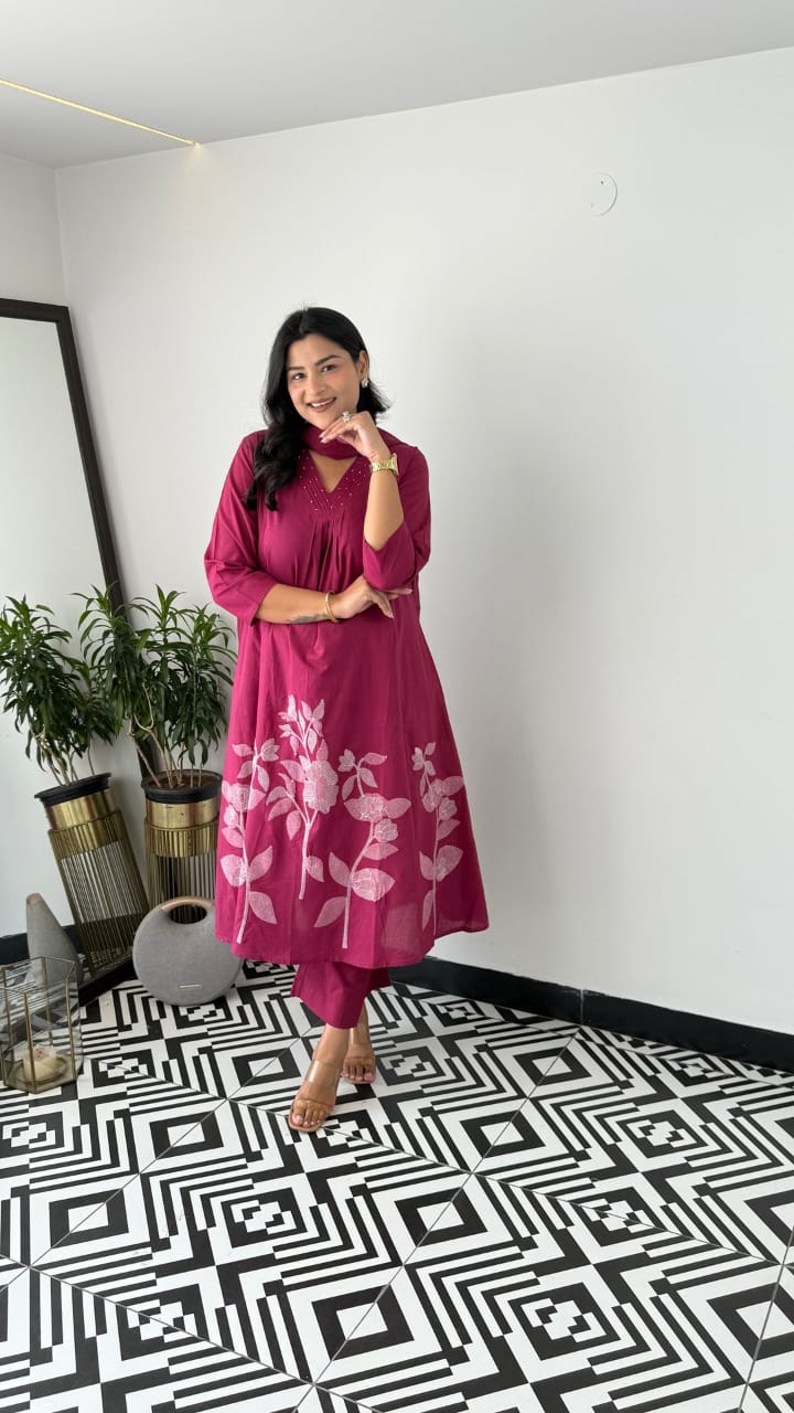 Premium Cotton Kurti Pant Dupatta Set