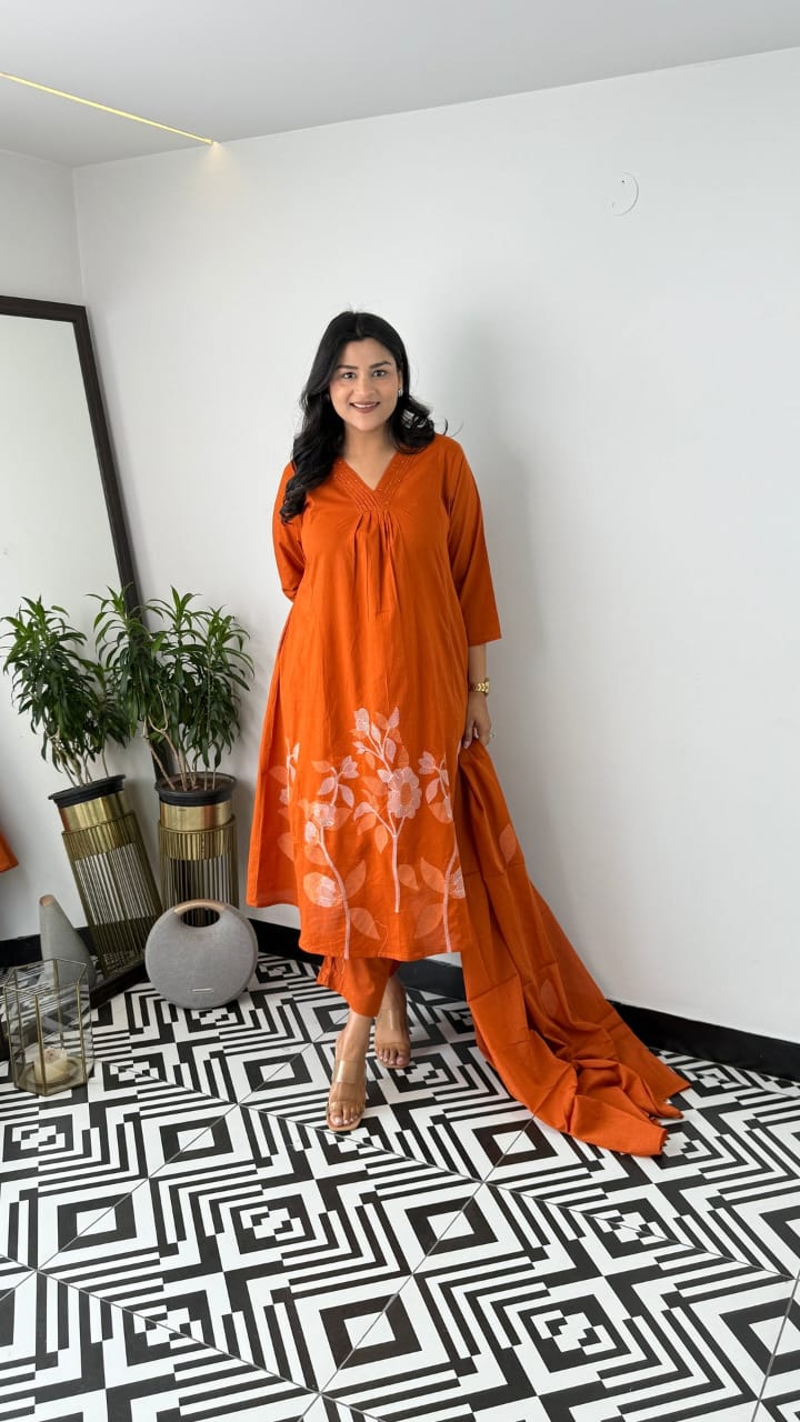 Premium Cotton Kurti Pant Dupatta Set