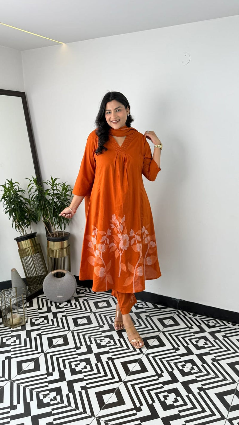 Premium Cotton Kurti Pant Dupatta Set