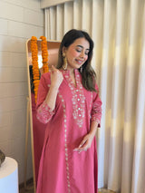 Classy & Elegant Pure Cotton Collared Kurta Pant Set