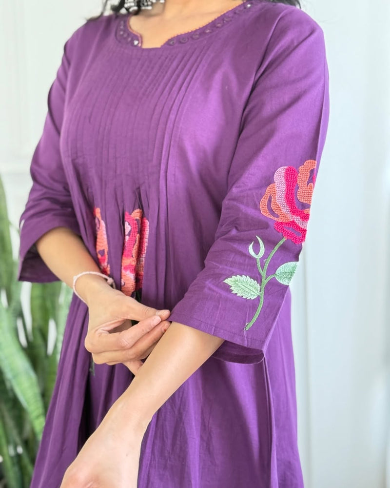 Beautiful Pure Cotton Pleated Kurta Pant Set