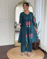 Beautiful Pure Cotton Pleated Kurta Pant Set