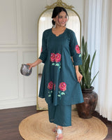 Beautiful Pure Cotton Pleated Kurta Pant Set