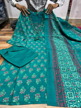 Premium Soft Roman Cotton Kurti Pant Dupatta Set