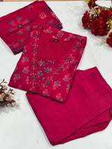 Premium Soft Roman Cotton Kurti Pant Dupatta Set
