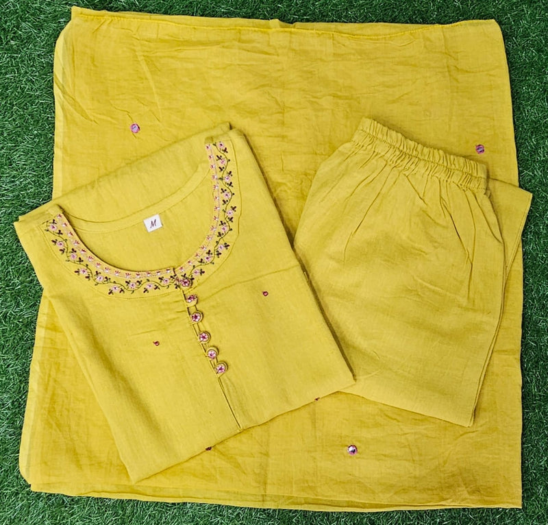 Premium Cotton Flex Kurta, Pant & Dupatta Set
