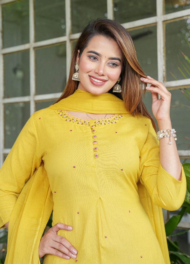 Premium Cotton Flex Kurta, Pant & Dupatta Set