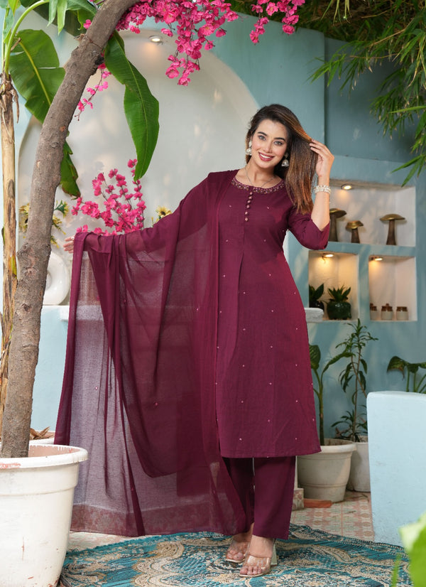 Premium Cotton Flex Kurta, Pant & Dupatta Set