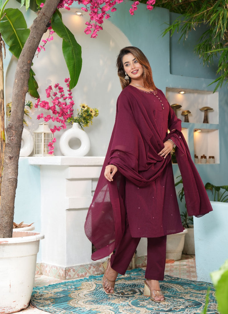 Premium Cotton Flex Kurta, Pant & Dupatta Set