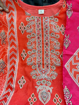 Pure Chinon with full neckline embroidery & delicate handwork kurta pant dupatta set