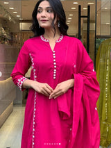 Pure Cotton Pink Kurta Set