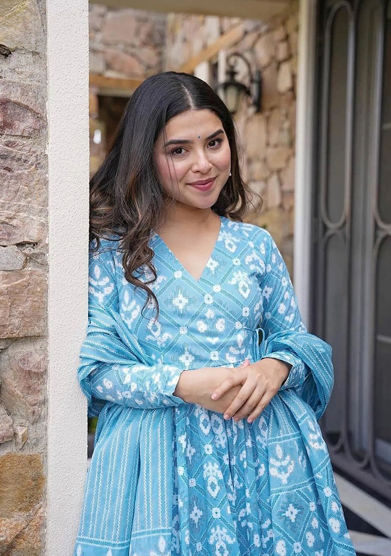 Heavy Cotton Printed Anarkali Set