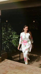 Floral Maslin Digital Print Kurta Pant Set