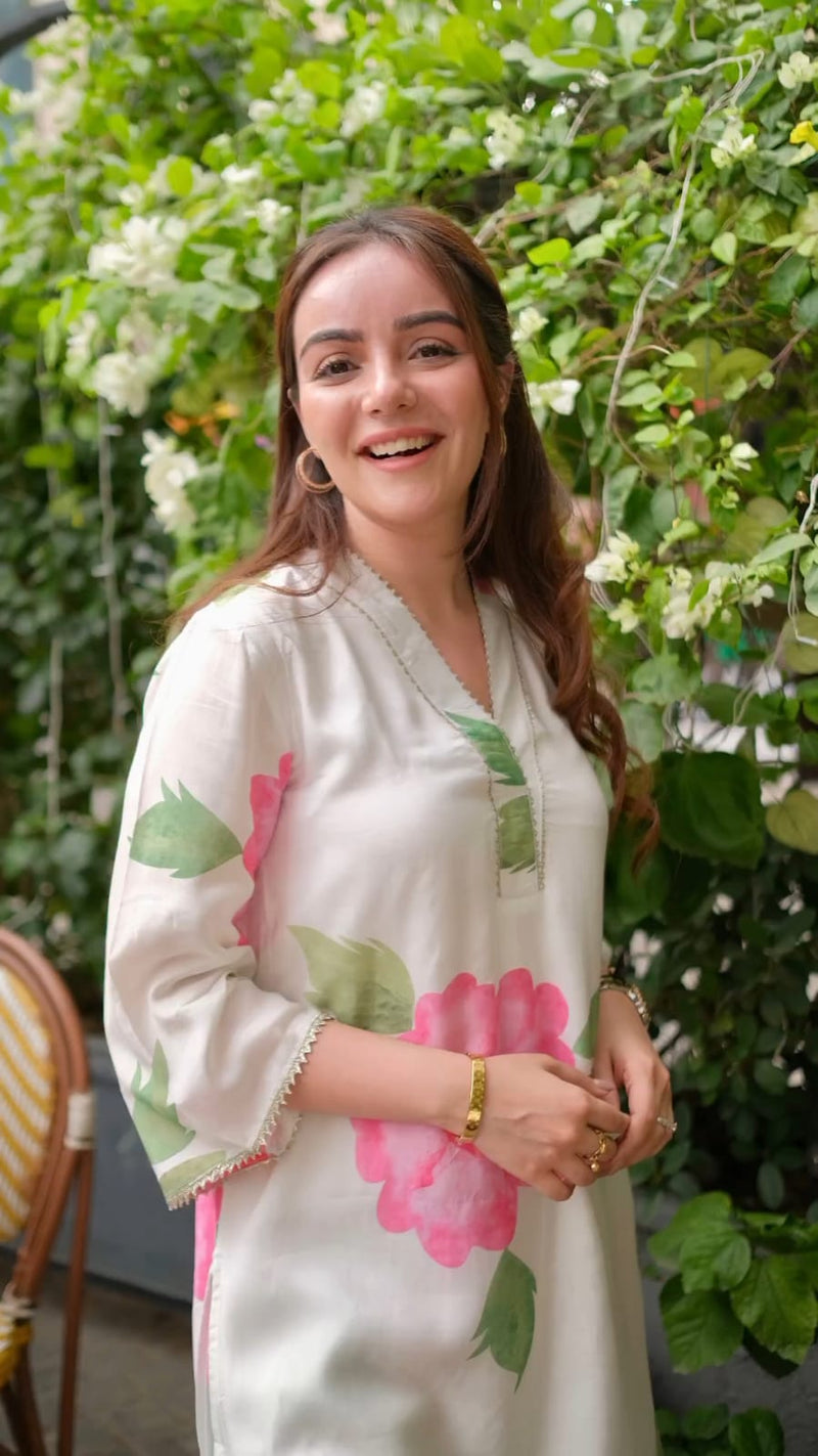 Floral Maslin Digital Print Kurta Pant Set