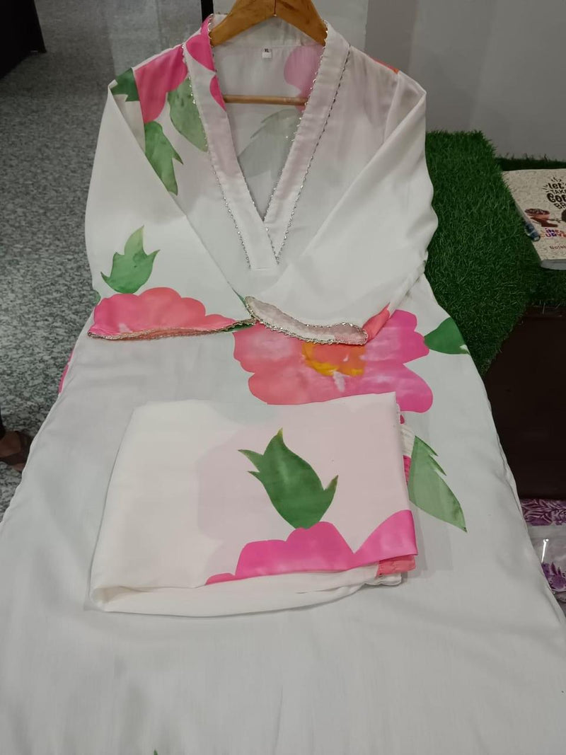Floral Maslin Digital Print Kurta Pant Set