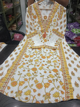 Floral Motif Printed Cotton Kurti Pant Dupatta Set