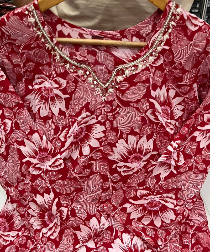 Trendy Cotton Rayon Kurti Pant Dupatta Set