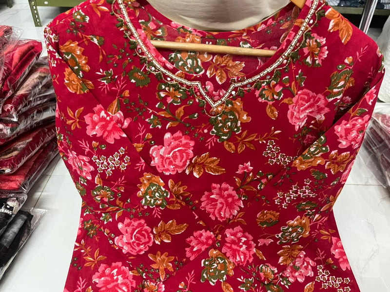 Trendy Cotton Rayon Kurti Pant Dupatta Set