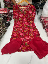 Trendy Cotton Rayon Kurti Pant Dupatta Set