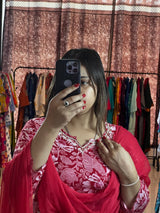 Trendy Cotton Rayon Kurti Pant Dupatta Set