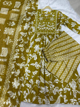 Flaired Anarkali  Kurta Pant Dupatta Set