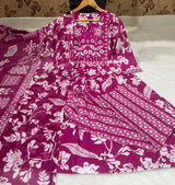 Flaired Anarkali  Kurta Pant Dupatta Set
