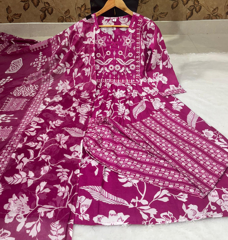 Flaired Anarkali  Kurta Pant Dupatta Set