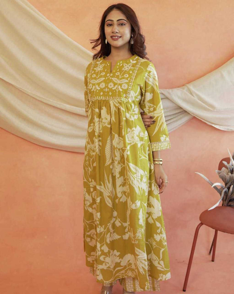 Flaired Anarkali  Kurta Pant Dupatta Set