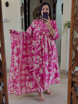 Flaired Anarkali  Kurta Pant Dupatta Set