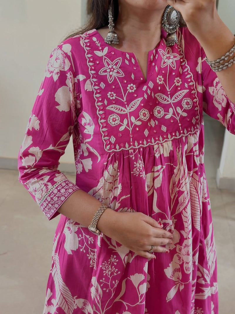 Flaired Anarkali  Kurta Pant Dupatta Set