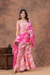 Designer Sharara Set with Short Kurti &amp; Dupatta