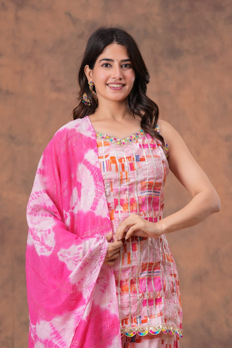 Designer Sharara Set with Short Kurti &amp; Dupatta